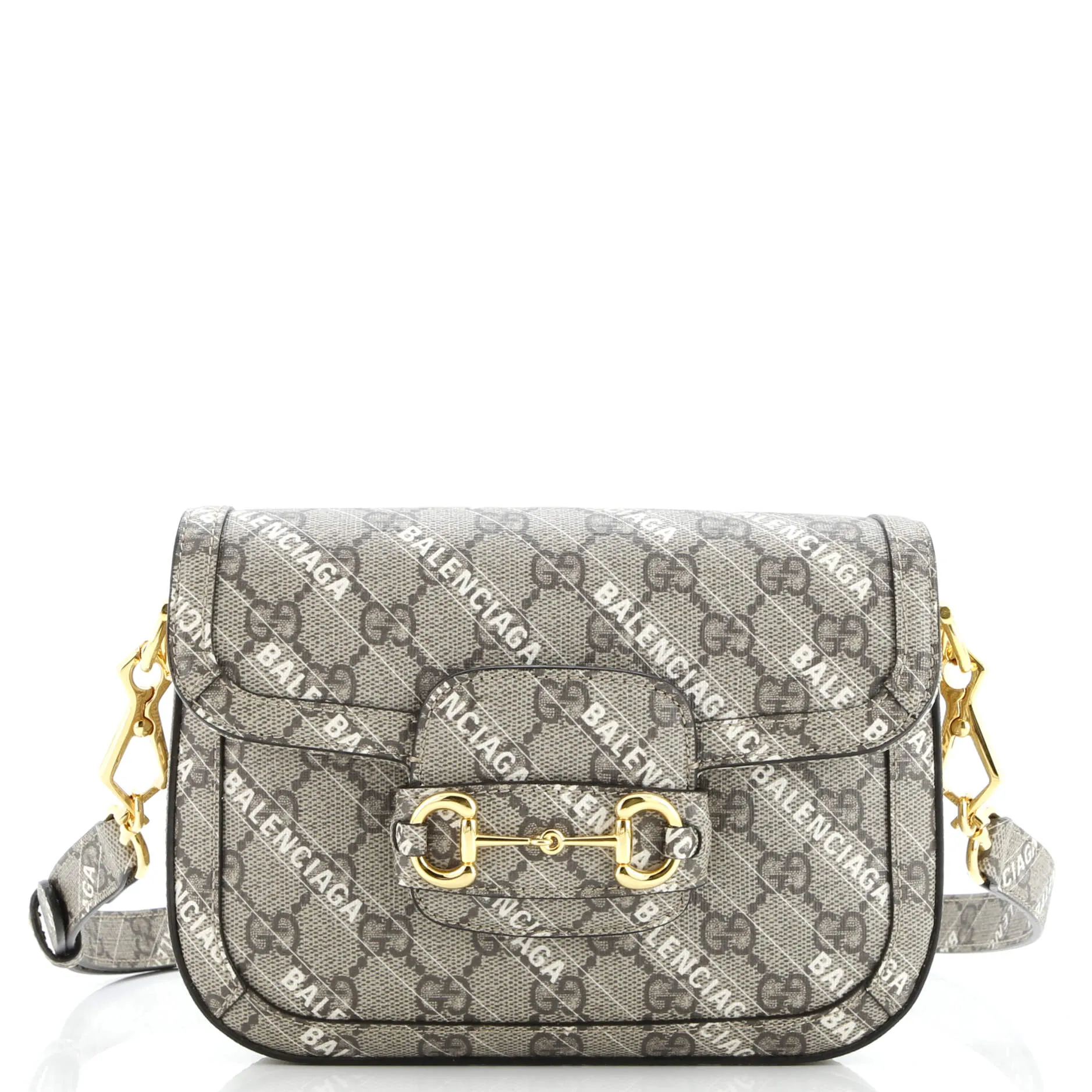 Pre-Loved Gucci x Balenciaga The Hacker Project Horsebit 1955 Shoulder Bag GG Coated Canvas Mini sold by Zulily