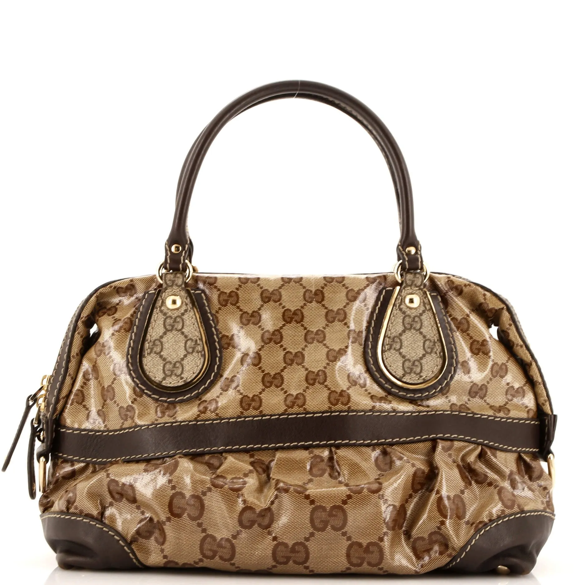 Pre-Loved Gucci Convertible Boston Bag GG Coated Canvas Medium sold by Zulily
