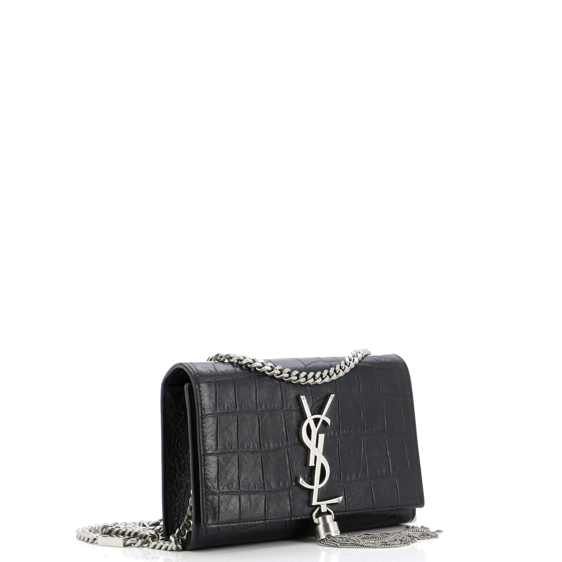 Pre-Loved Saint Laurent Classic Monogram Tassel Crossbody Bag Crocodile Embossed Leather Small sold by Zulily product image thumbnail 2