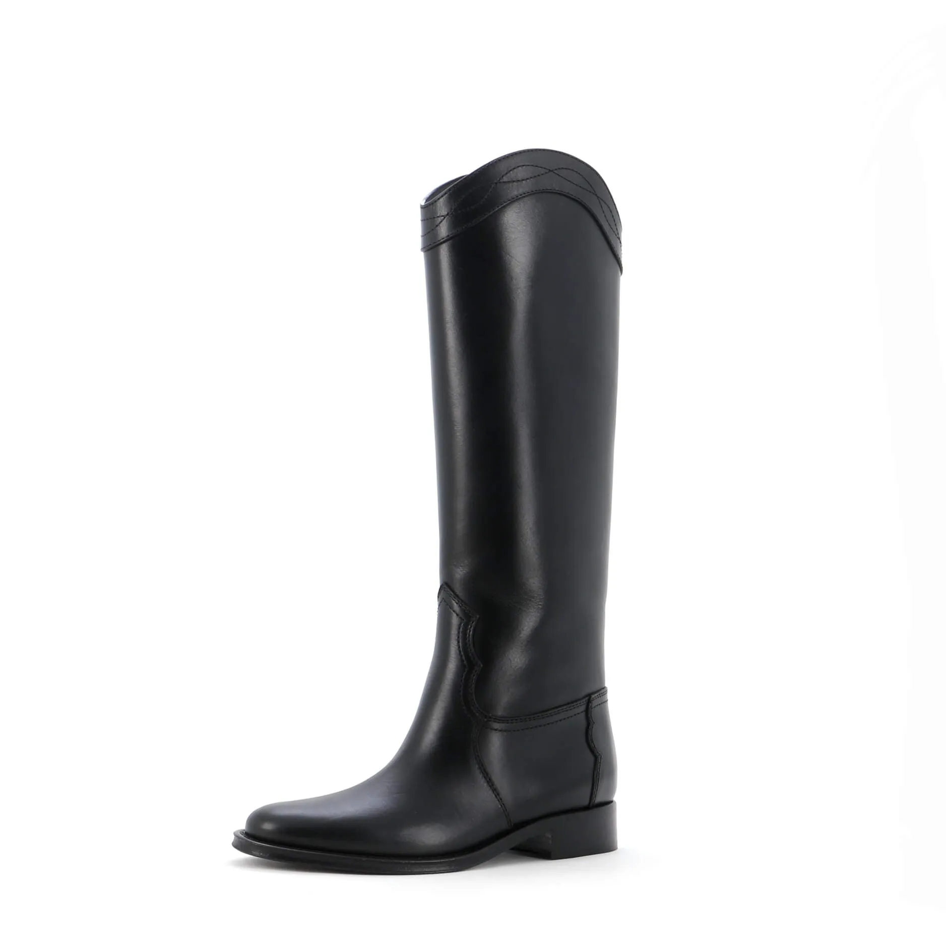 Pre-Loved Saint Laurent Women's Kate Western Heeled Knee High Boots Leather sold by Zulily