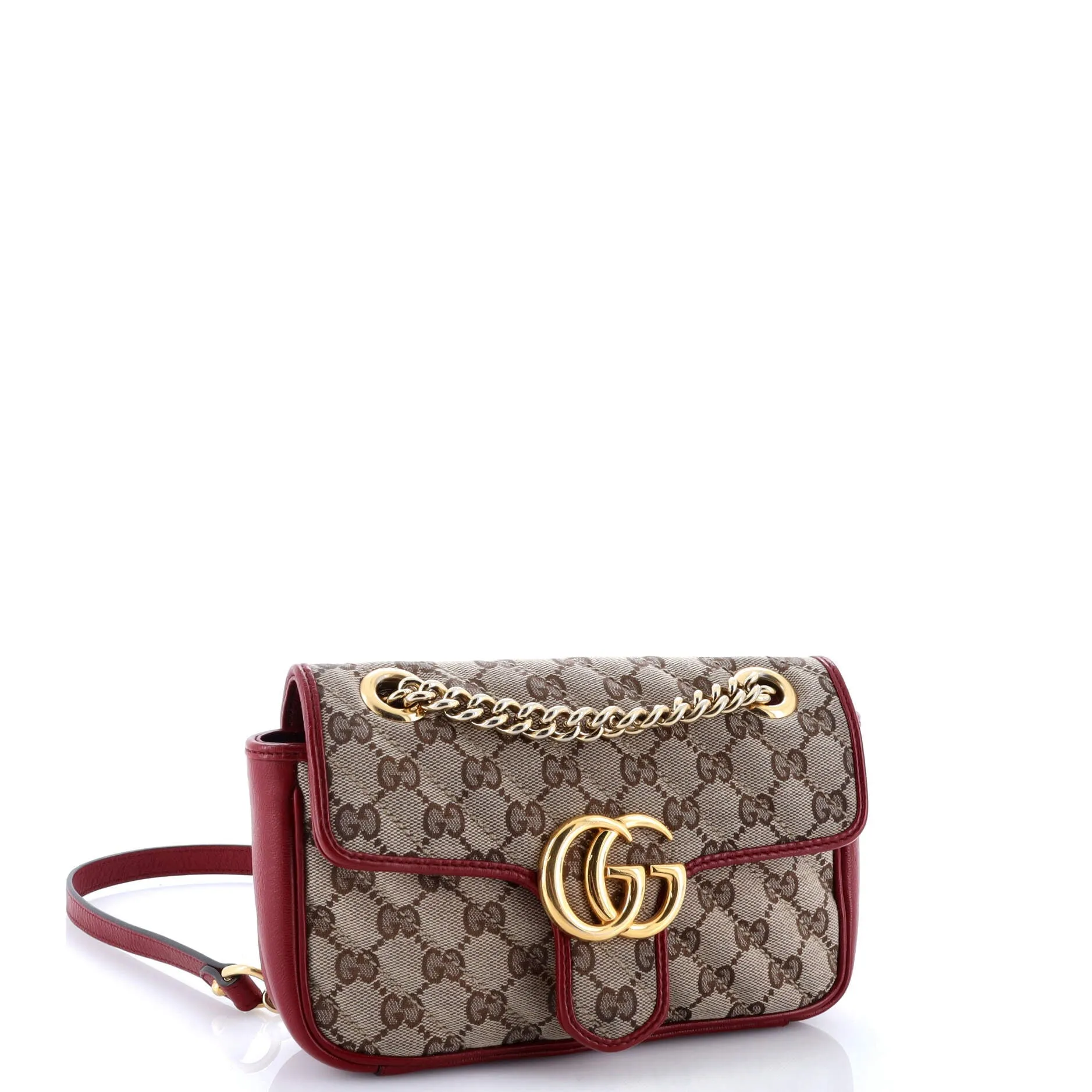 Pre-Loved Gucci GG Marmont Flap Bag Diagonal Quilted GG Canvas with Leather Mini sold by Zulily product image thumbnail 4