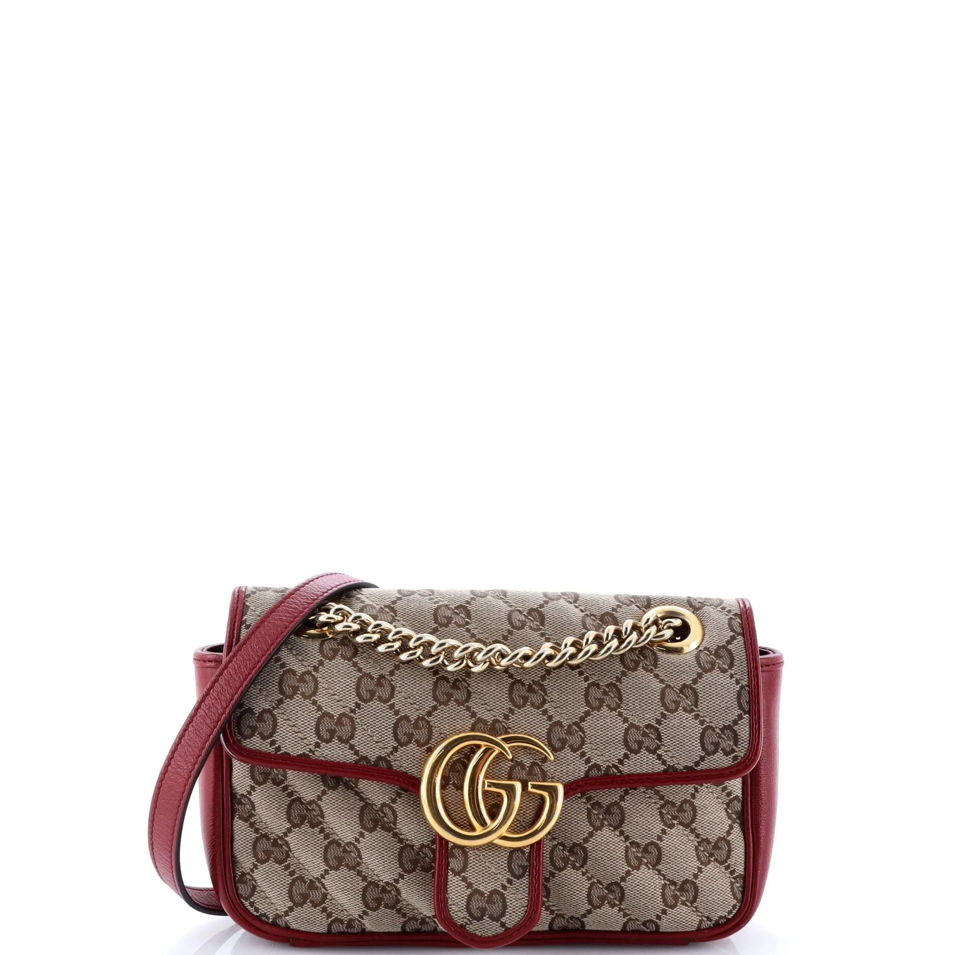 Pre-Loved Gucci GG Marmont Flap Bag Diagonal Quilted GG Canvas with Leather Mini sold by Zulily product image thumbnail 2