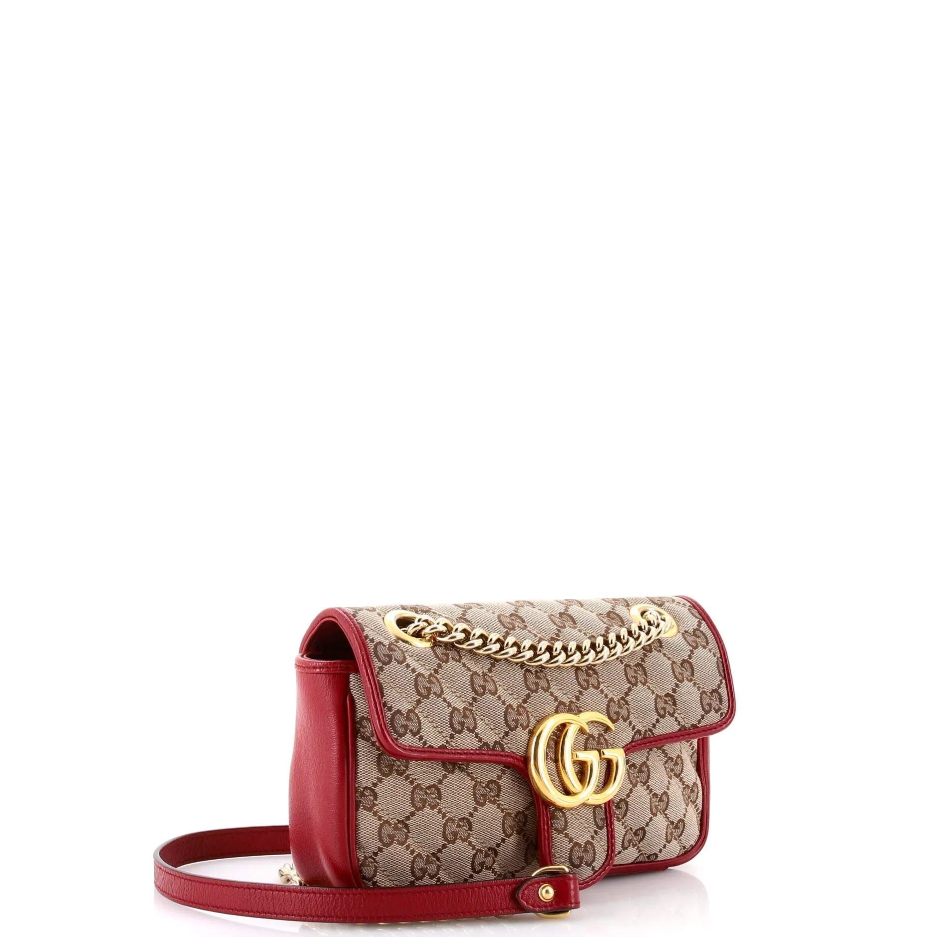 Pre-Loved Gucci GG Marmont Flap Bag Diagonal Quilted GG Canvas with Leather Mini sold by Zulily product image thumbnail 3