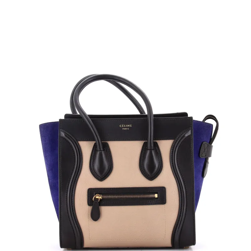 Pre-Loved Celine Tricolor Luggage Bag Leather Micro sold by Zulily