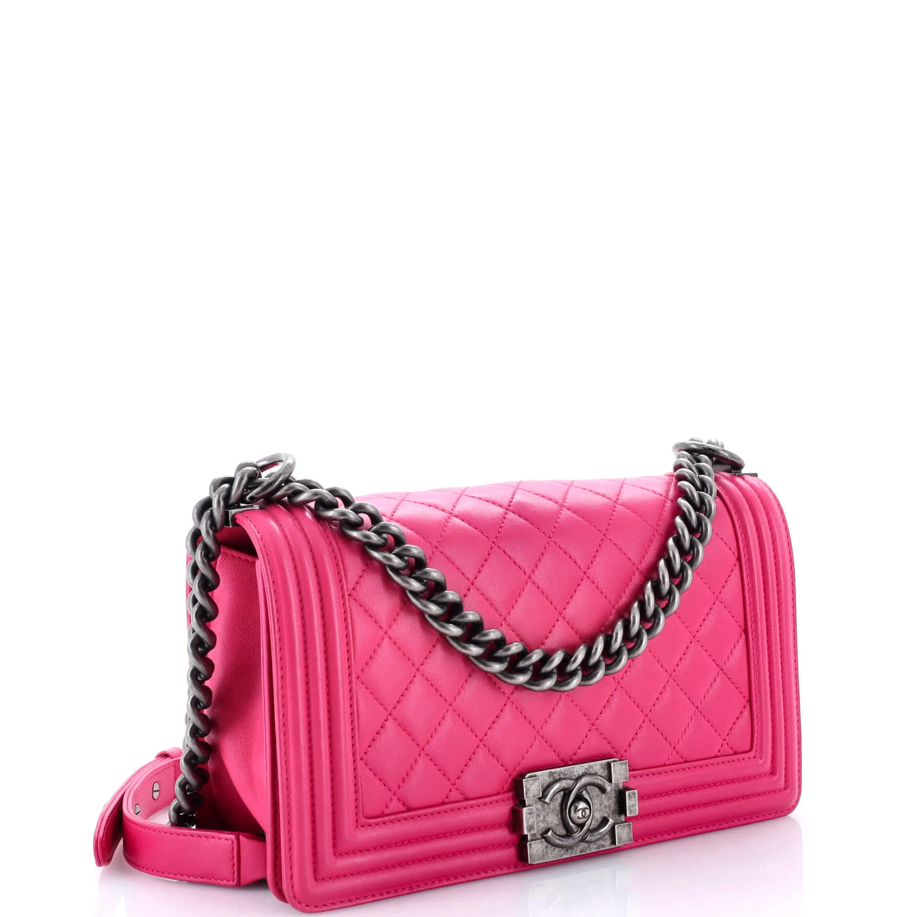Pre-Loved Chanel Boy Flap Bag Quilted Lambskin Old Medium sold by Zulily product image thumbnail 2