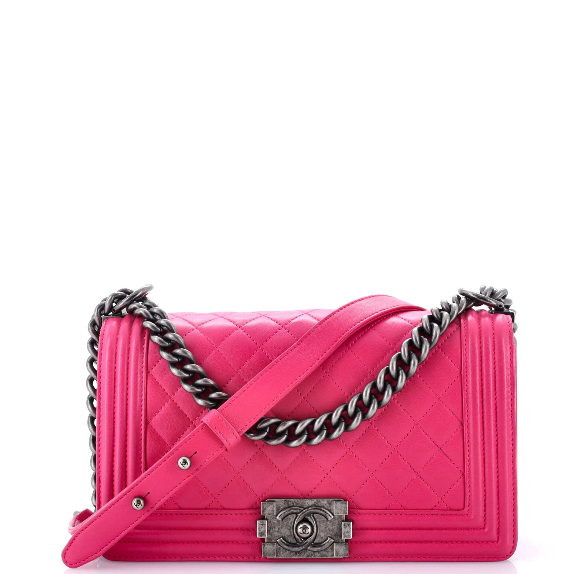 Pre-Loved Chanel Boy Flap Bag Quilted Lambskin Old Medium sold by Zulily