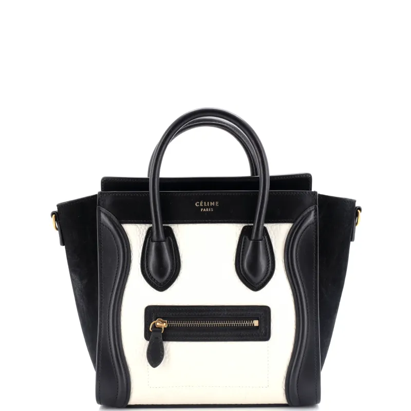 Pre-Loved Celine Bicolor Luggage Bag Grainy Leather Nano sold by Zulily