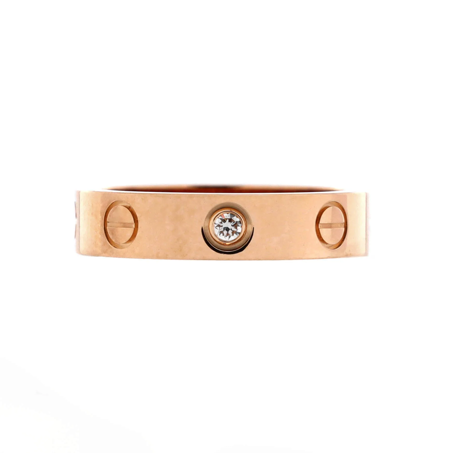 Pre-Loved Cartier Love Wedding Band 1 Diamond Ring 18K Rose Gold with Diamond sold by Zulily product image thumbnail 3