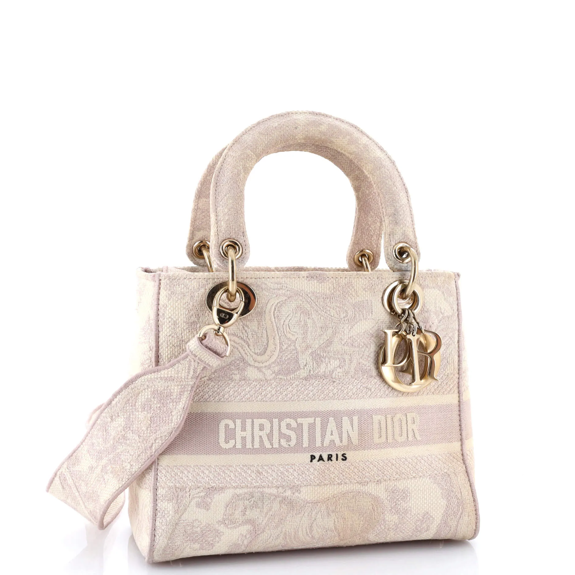 Pre-Loved Christian Dior Toile de Jouy Lady D-Lite Bag Embroidered Canvas sold by Zulily product image thumbnail 2