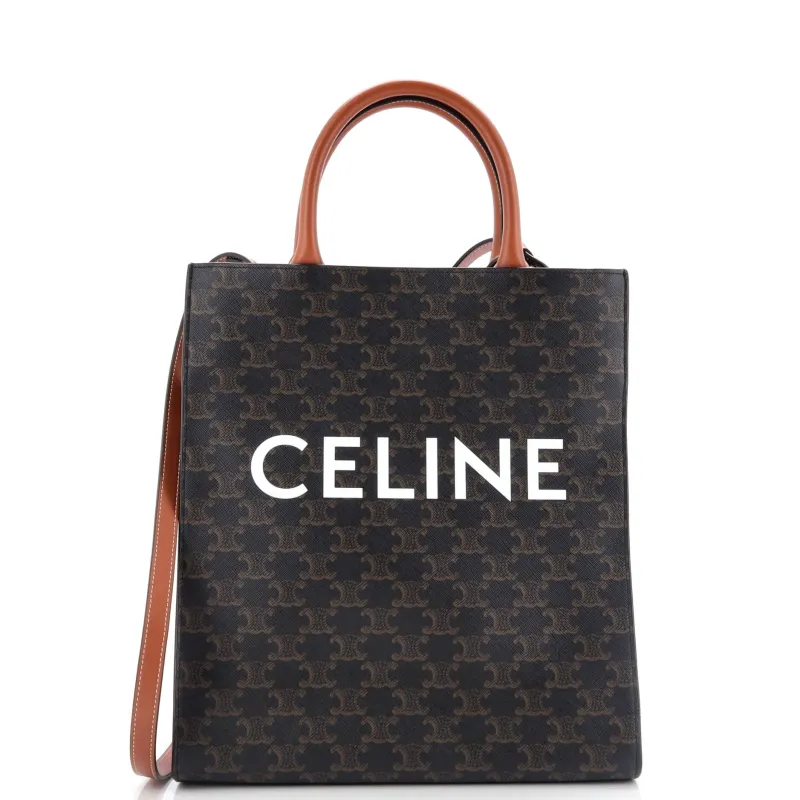 Pre-Loved Celine Vertical Cabas Tote Triomphe Coated Canvas Small sold by Zulily
