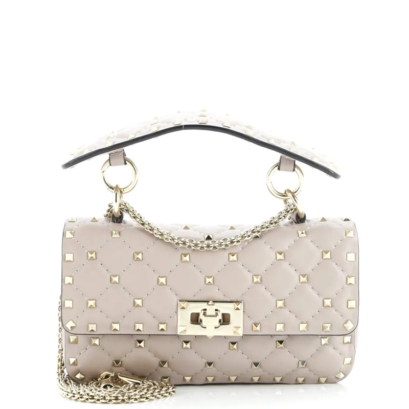Pre-Loved Valentino Rockstud Spike Flap Bag Quilted Leather Small sold by Zulily