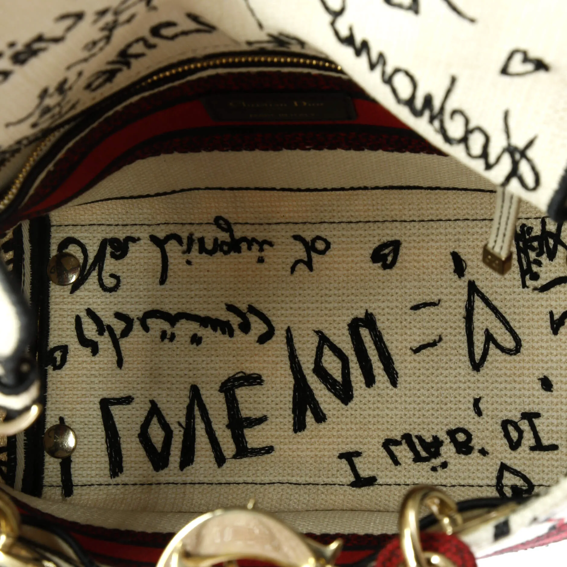 Pre-Loved Christian Dior Lady D-Lite Bag Embroidered Canvas Medium sold by Zulily product image thumbnail 5