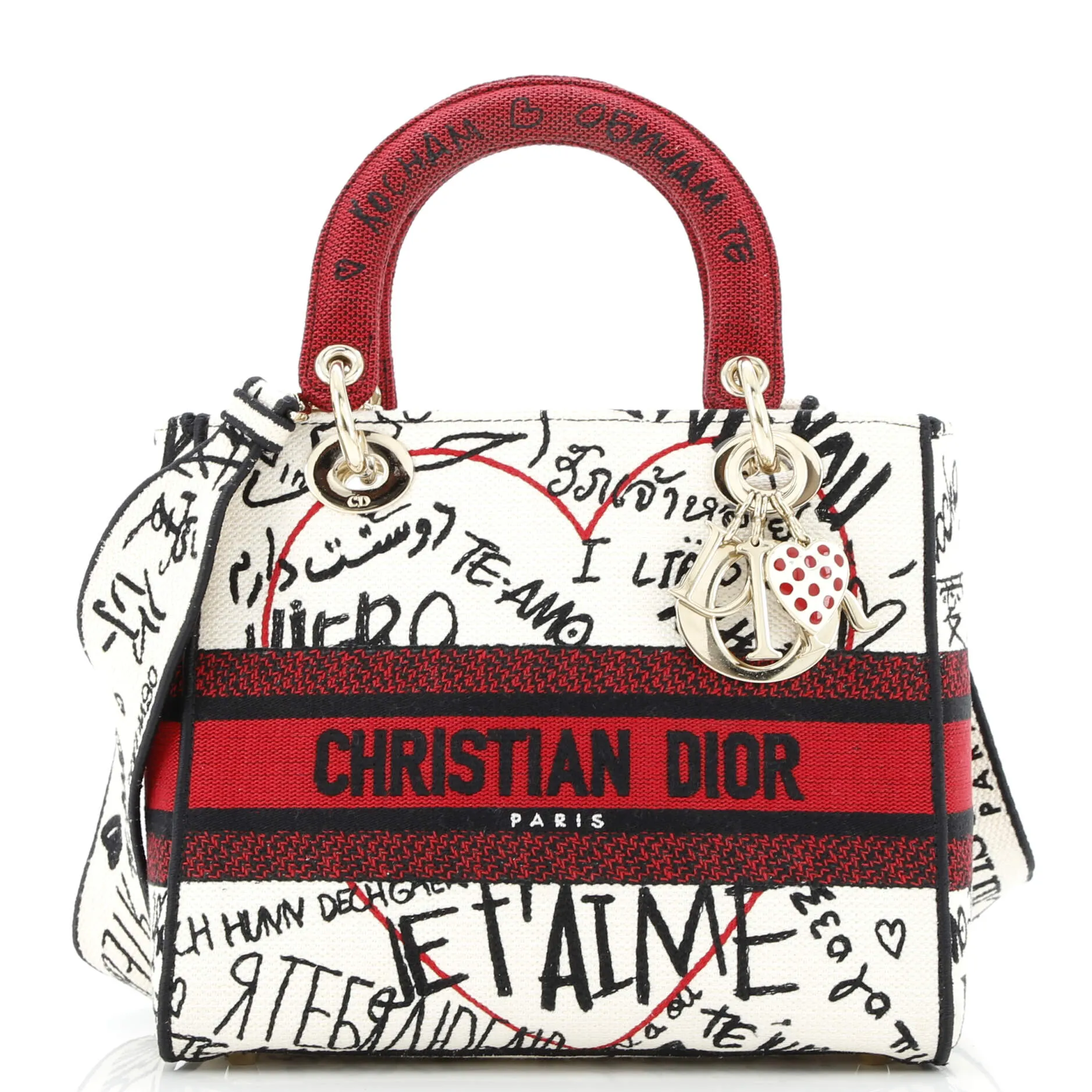 Pre-Loved Christian Dior Lady D-Lite Bag Embroidered Canvas Medium sold by Zulily