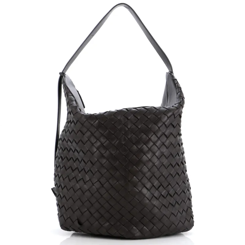 Pre-Loved Bottega Veneta Hop Bag Intrecciato Leather Large made by Bottega Veneta