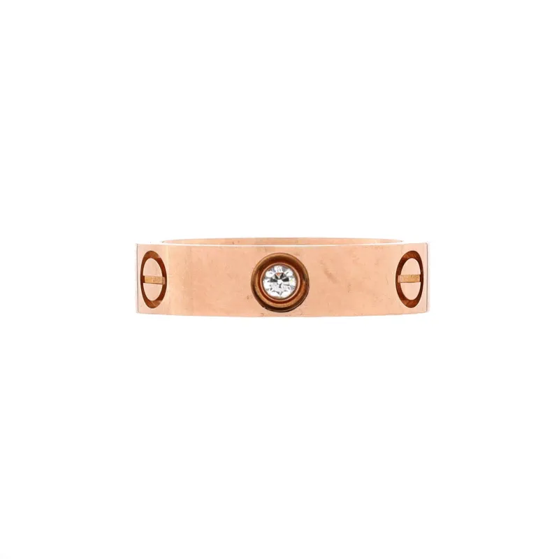 Pre-Loved Cartier Love 3 Diamonds Band Ring 18K Rose Gold with Diamonds sold by Zulily