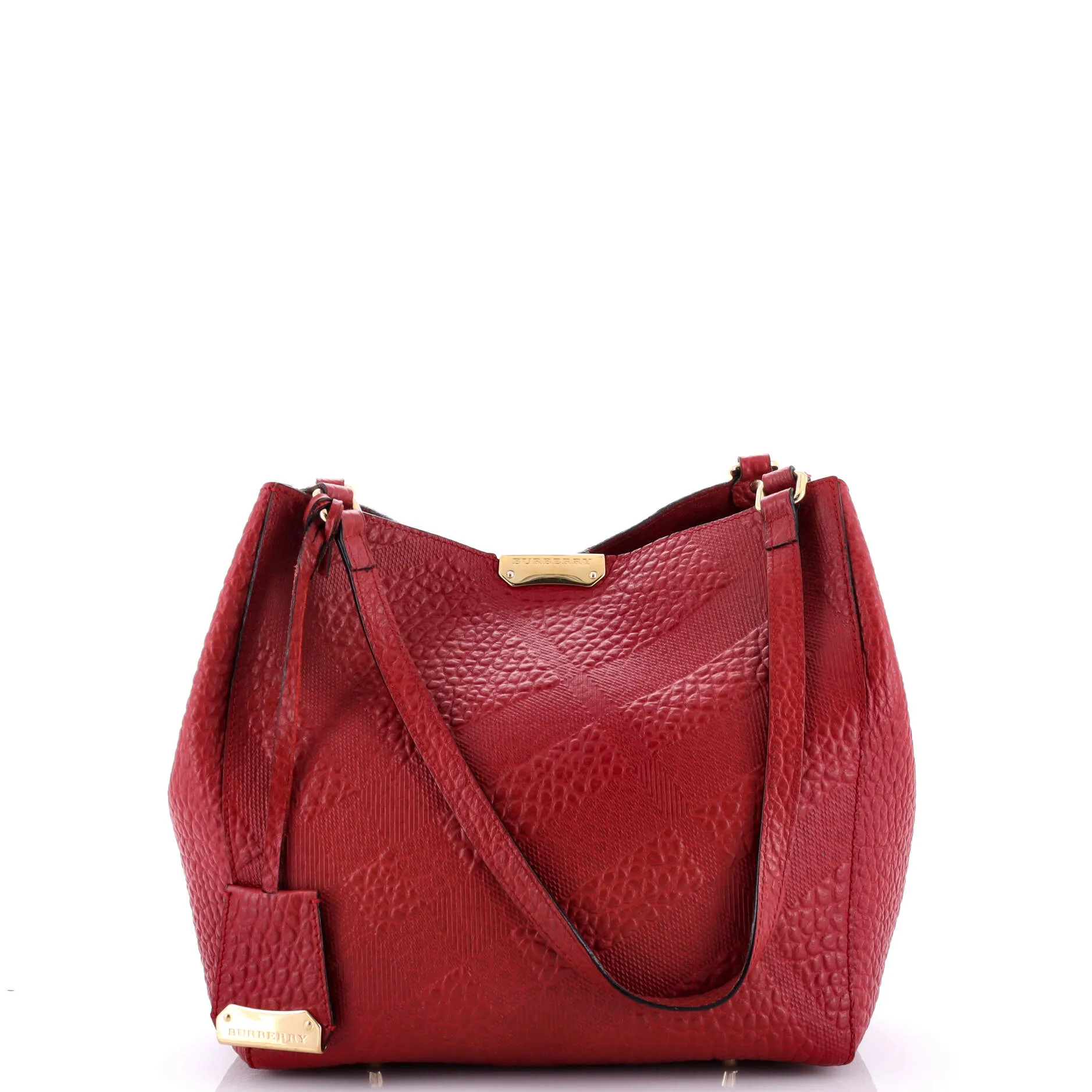 Pre-Loved Burberry Canter Tote Check Embossed Leather Small sold by Zulily