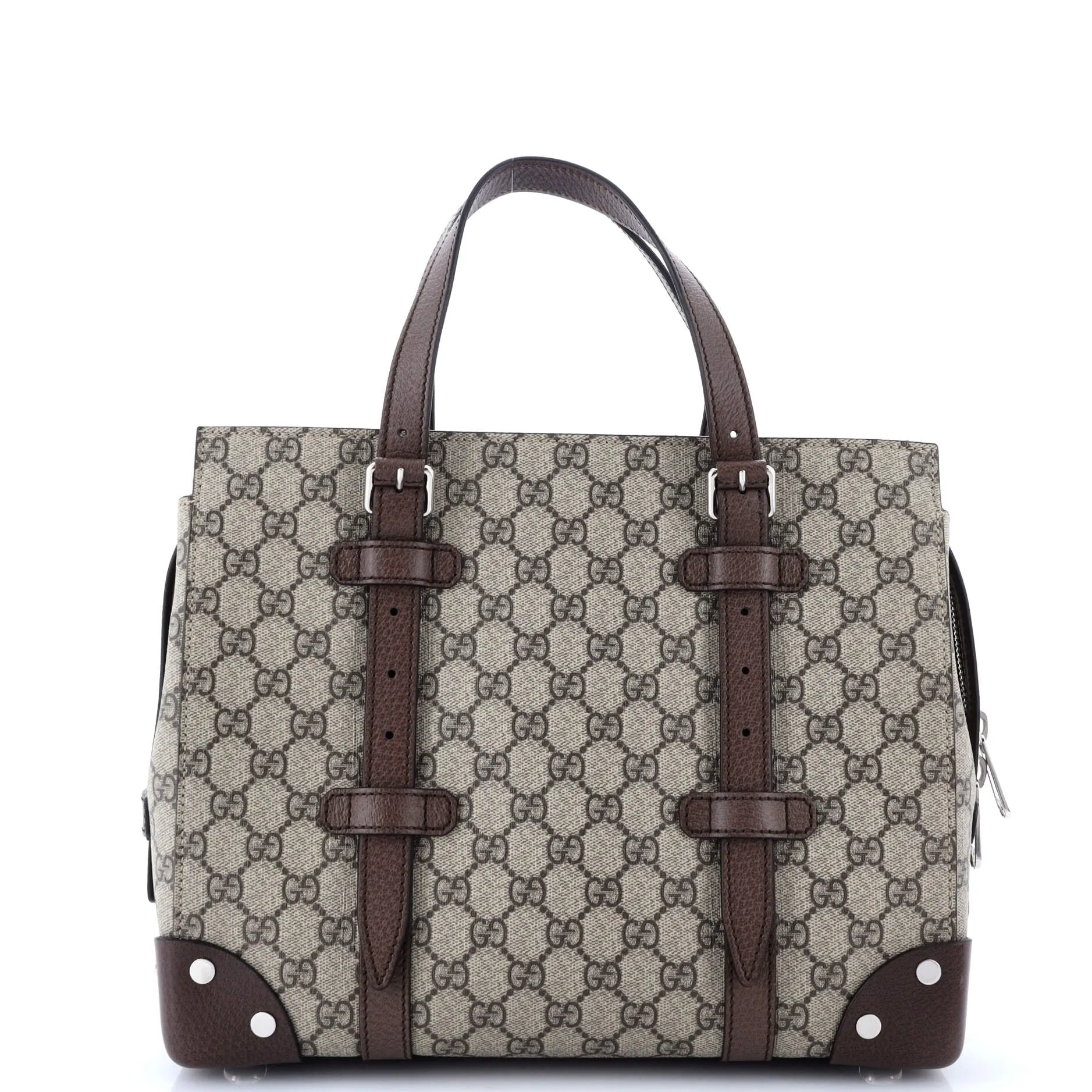 Pre-Loved Gucci Buckle Travel Tote GG Coated Canvas with Leather Medium sold by Zulily product image thumbnail 3