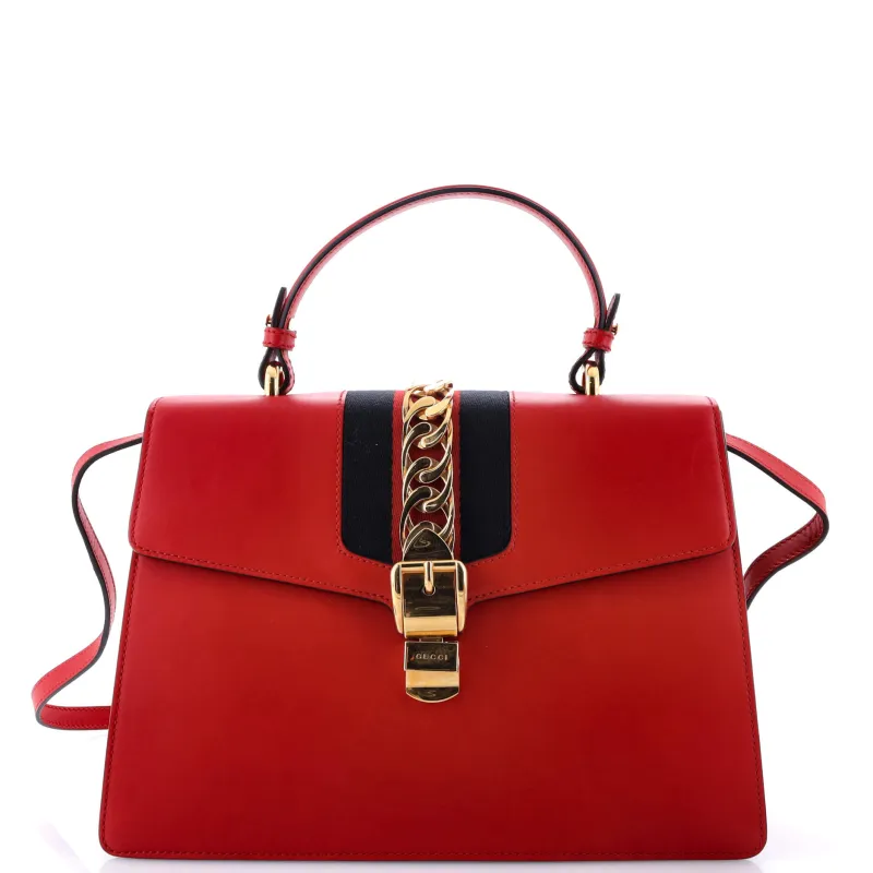 Pre-Loved Gucci Sylvie Top Handle Bag Leather Medium sold by Zulily