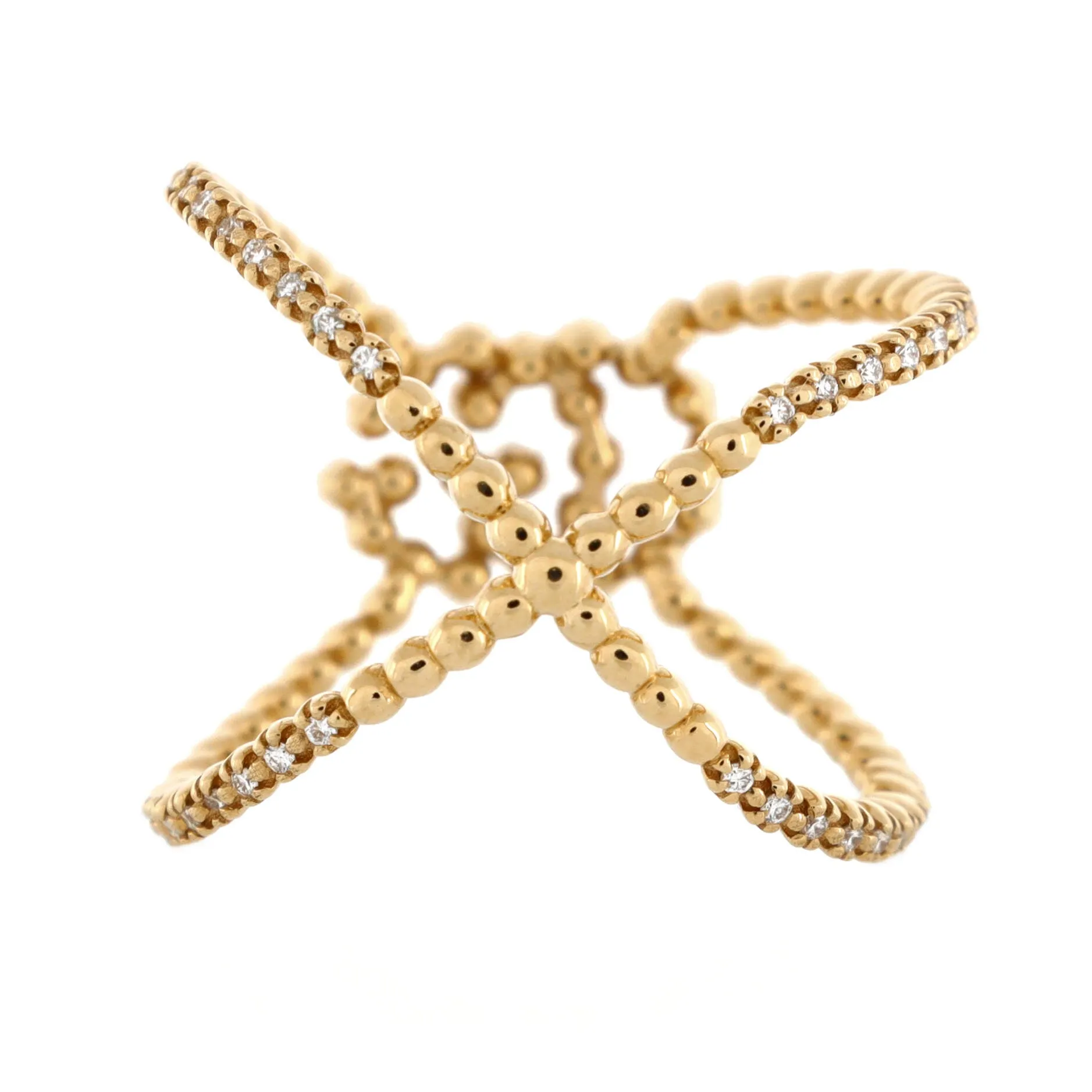 Pre-Loved Gucci GG Running Cross Ring 18K Yellow Gold and Pave Diamonds sold by Zulily product image thumbnail 3