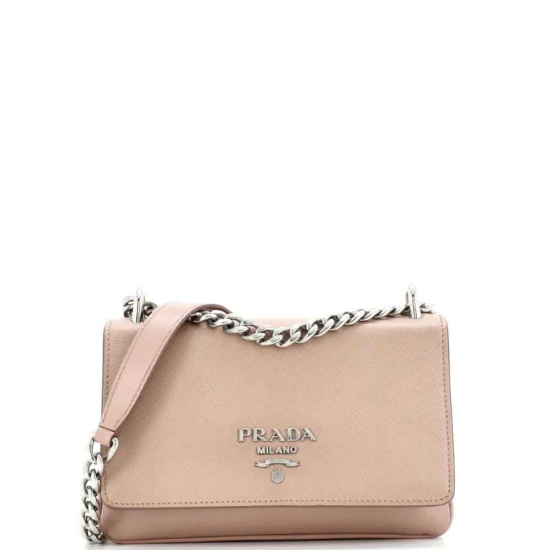 Pre-Loved Prada Chain Flap Crossbody Bag Saffiano and Soft Calf Small sold by Zulily
