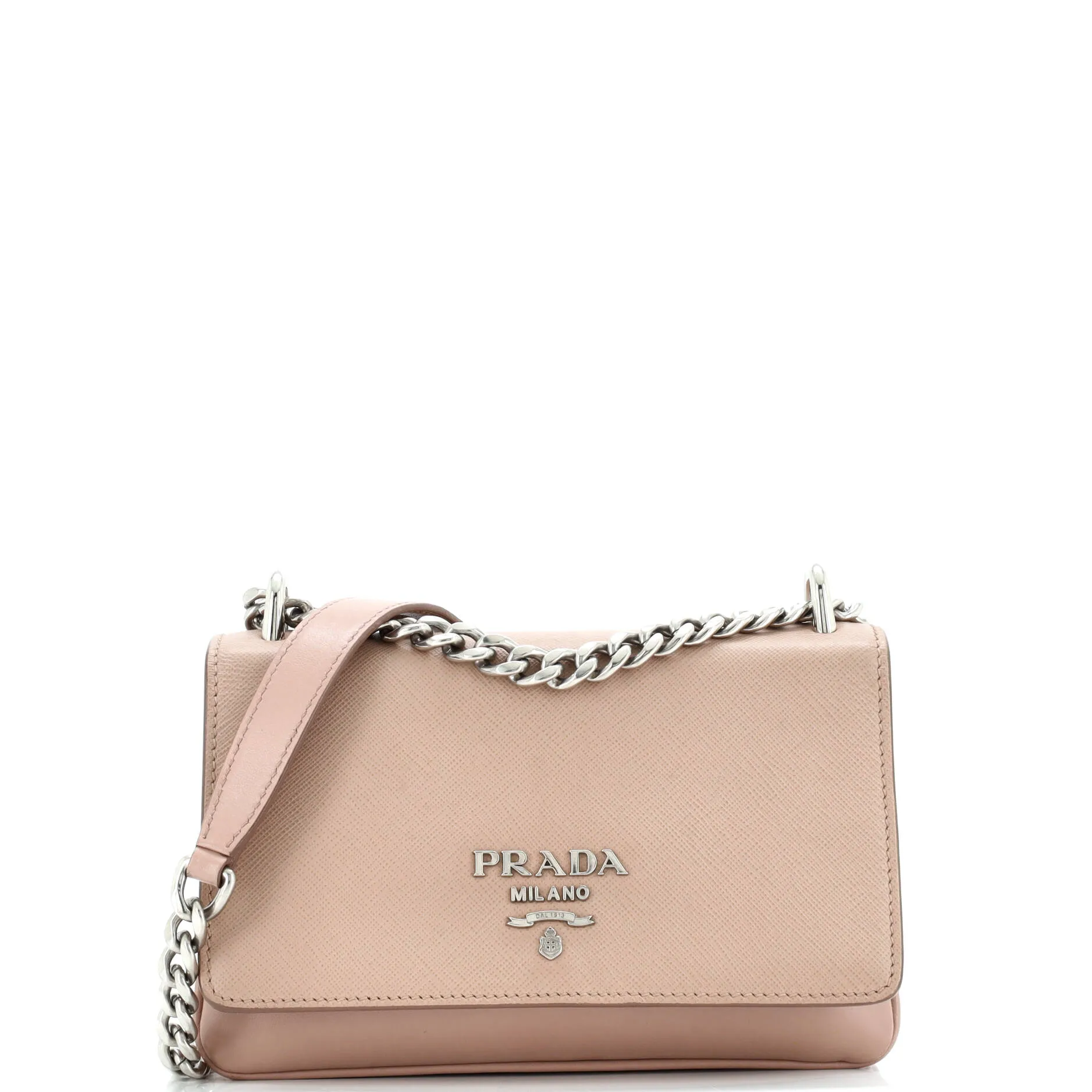Pre-Loved Prada Chain Flap Crossbody Bag Saffiano and Soft Calf Small sold by Zulily