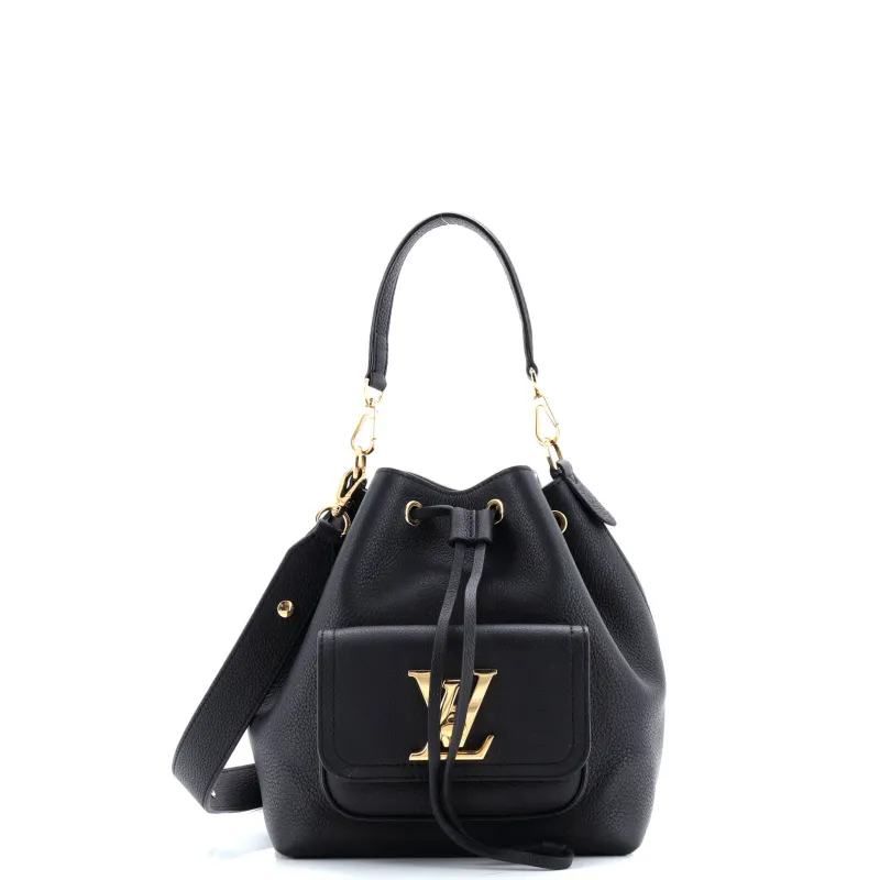 Pre-Loved Louis Vuitton Lockme Pocket Bucket Bag Leather sold by Zulily