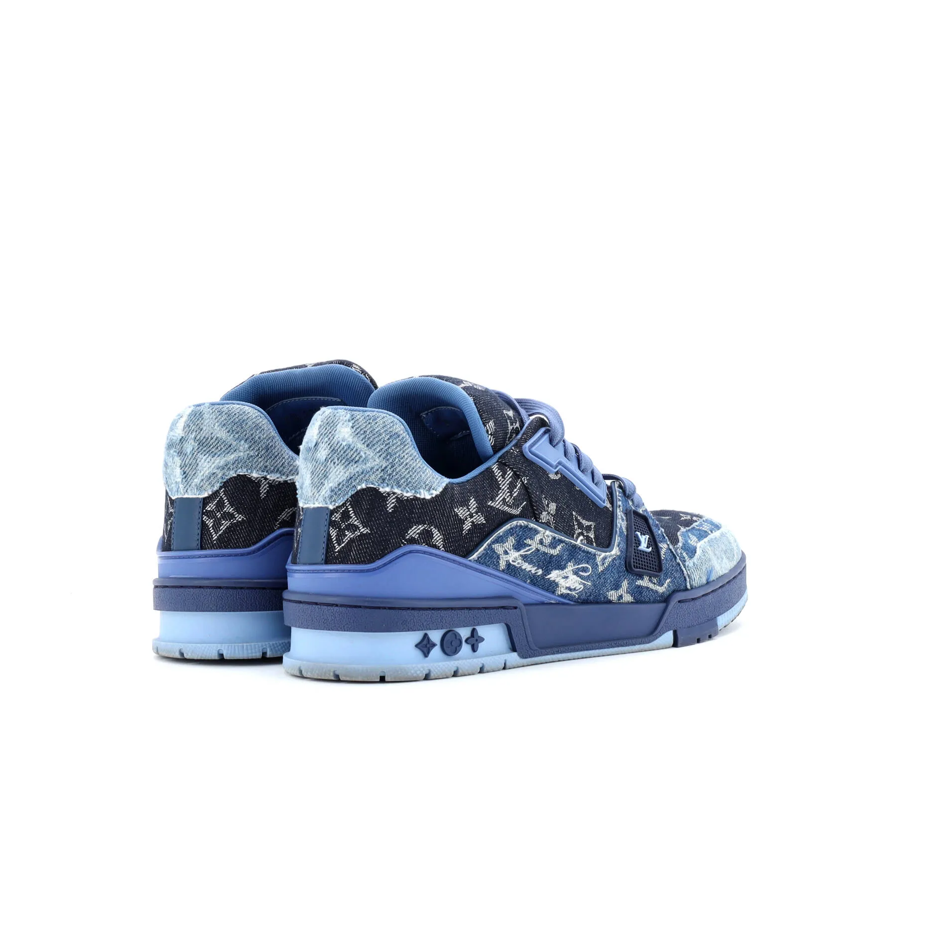 Pre-Loved Louis Vuitton Men's LV Trainer Sneakers Monogram Empreinte Leather and Monogram Denim sold by Zulily product image thumbnail 3