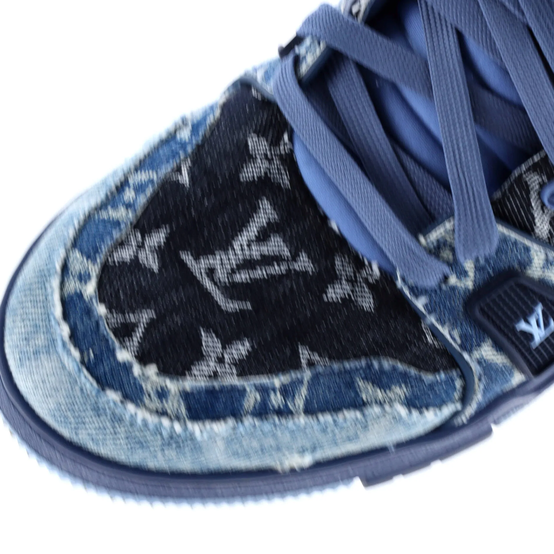 Pre-Loved Louis Vuitton Men's LV Trainer Sneakers Monogram Empreinte Leather and Monogram Denim sold by Zulily product image thumbnail 5