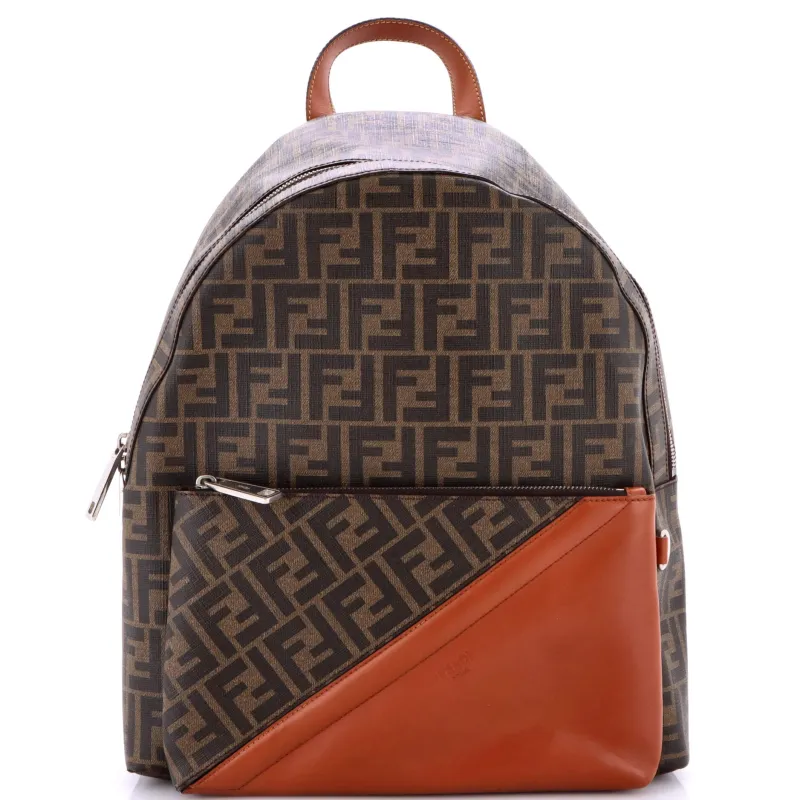 Pre-Loved Fendi Front Pocket Backpack Zucca Coated Canvas and Leather sold by Zulily