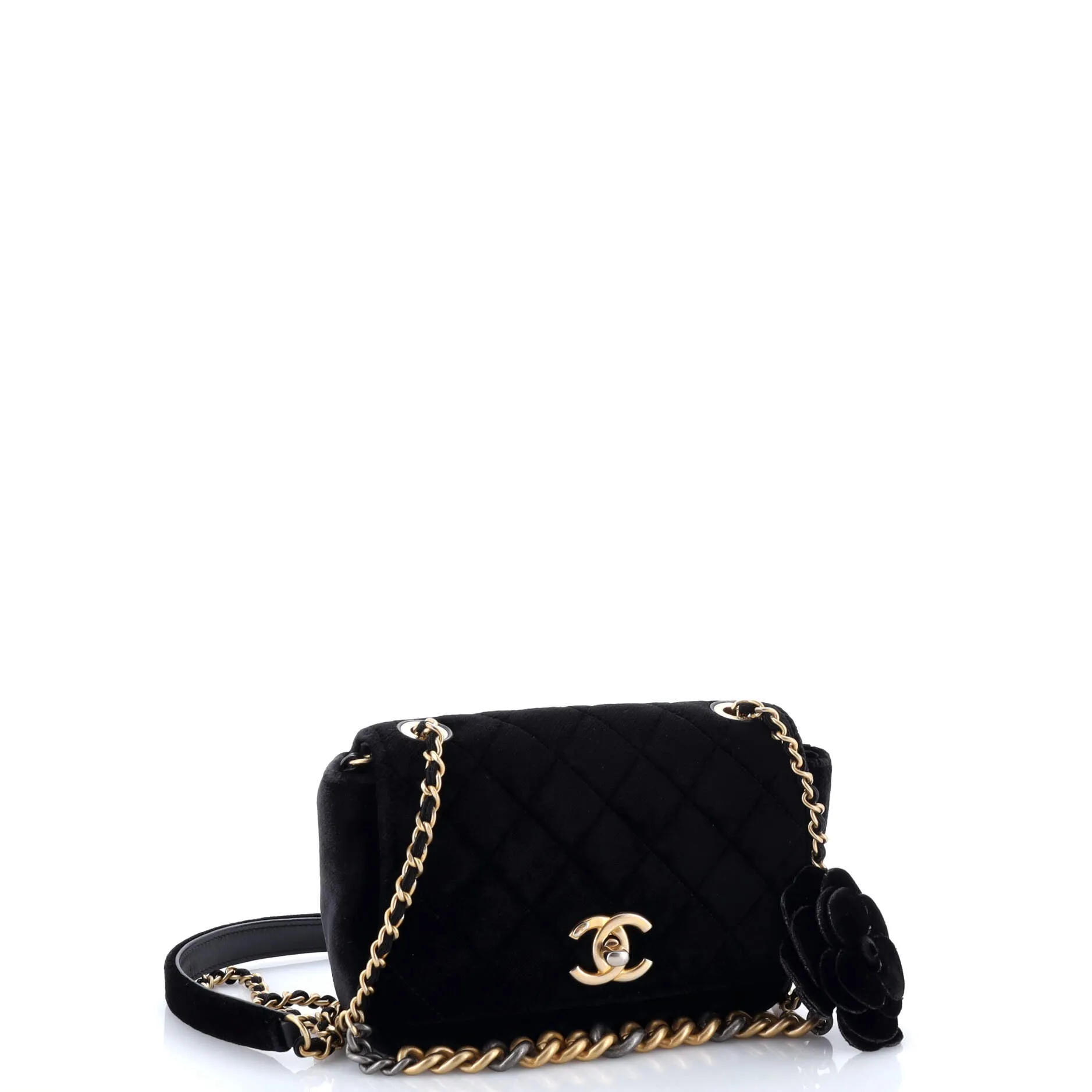 Pre-Loved Chanel Private Affair Camellia Flap Bag Quilted Velvet Small sold by Zulily product image thumbnail 2