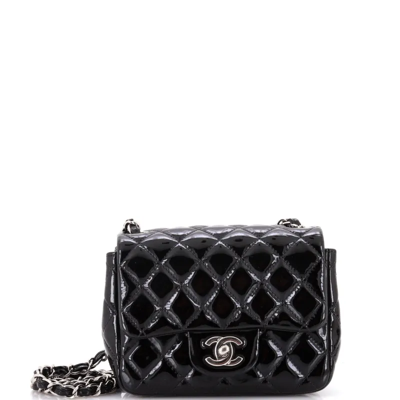 Pre-Loved Chanel Square Classic Single Flap Bag Quilted Patent Mini sold by Zulily