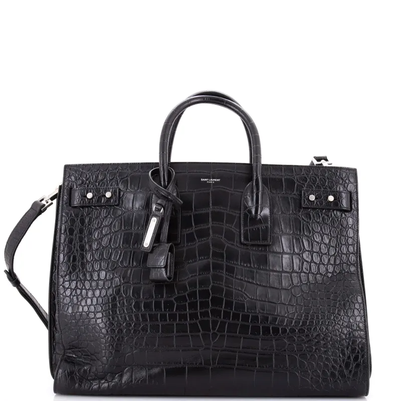 Pre-Loved Saint Laurent Sac de Jour Souple Bag Crocodile Embossed Leather Large sold by Zulily