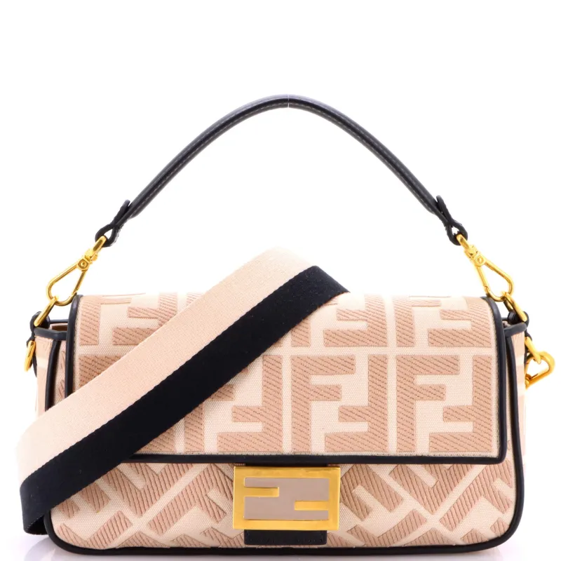Pre-Loved Fendi Baguette NM Bag Zucca Embroidered Canvas Medium sold by Zulily