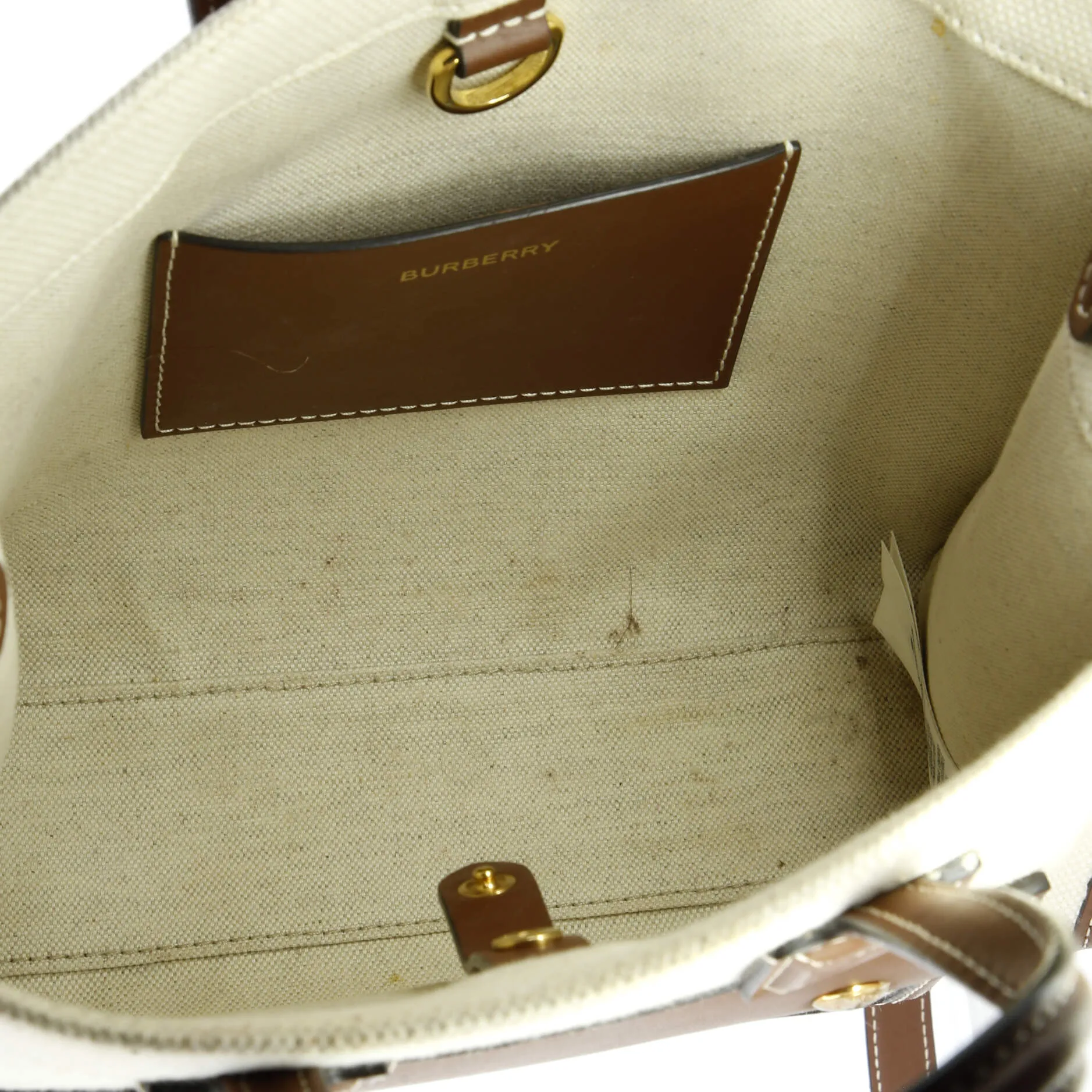 Pre-Loved Burberry Freya Shopping Tote Canvas with Leather Mini sold by Zulily product image thumbnail 5