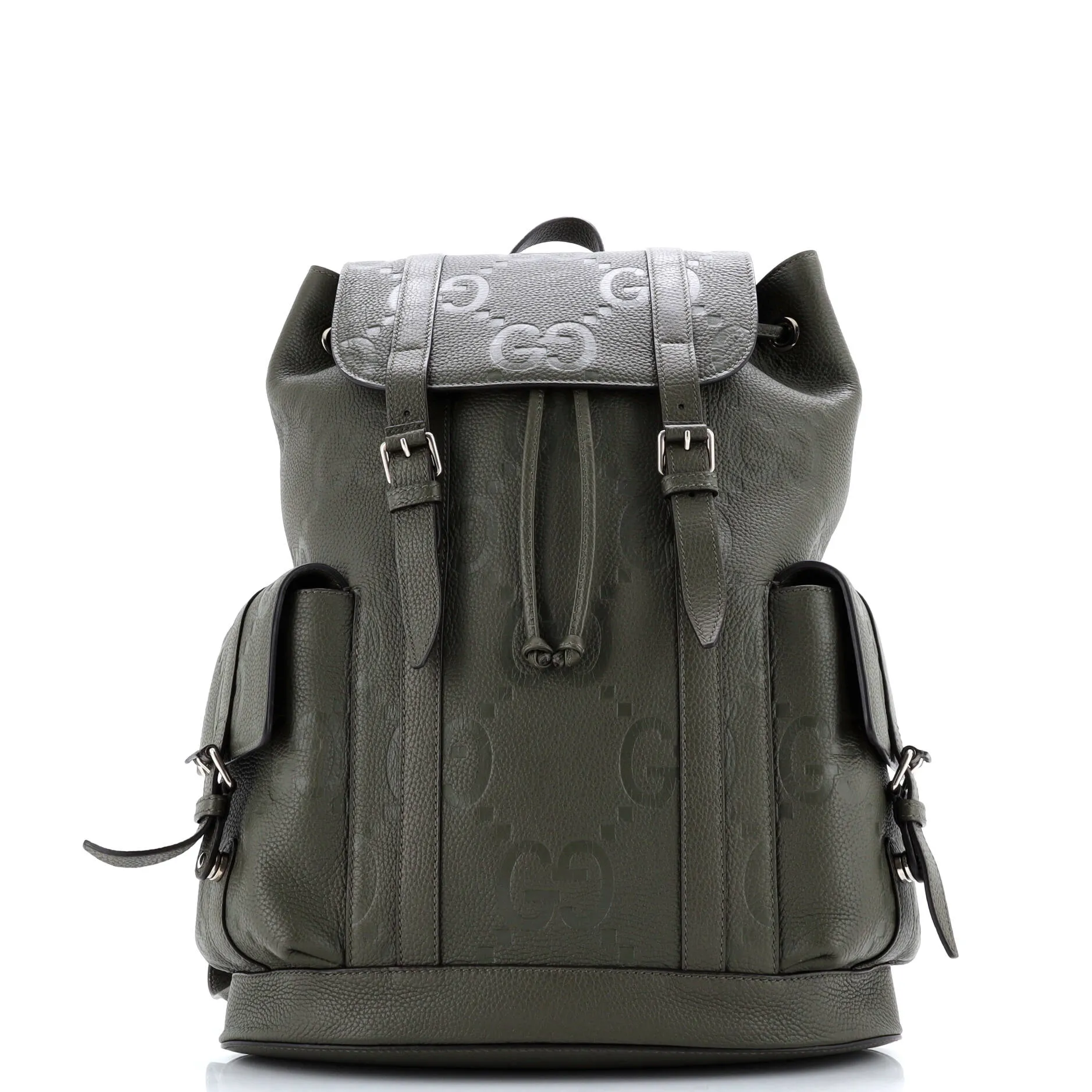 Pre-Loved Gucci Double Pocket Belt Backpack Jumbo GG Embossed Leather Large sold by Zulily