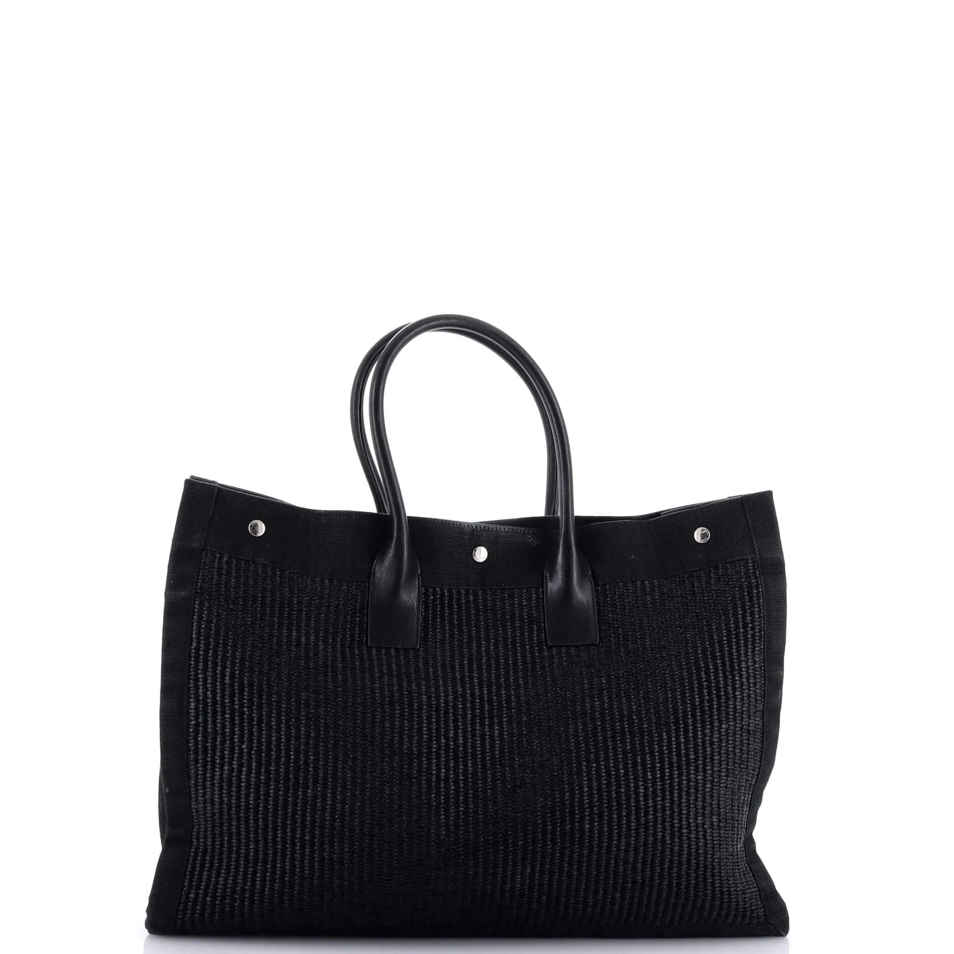 Pre-Loved Saint Laurent Rive Gauche Shopper Tote Raffia with Canvas Large sold by Zulily product image thumbnail 3