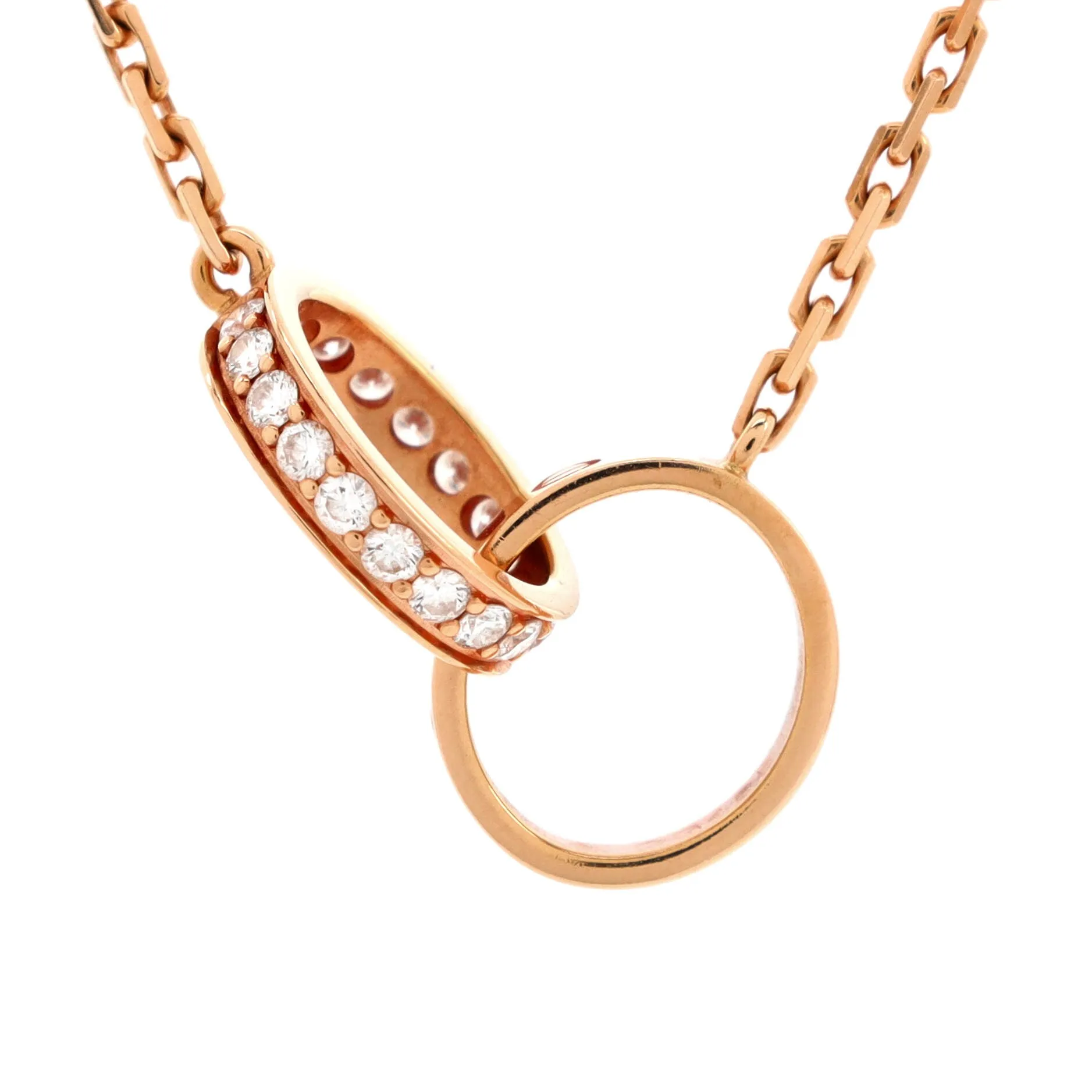 Pre-Loved Cartier Love Interlocking Necklace 18K Rose Gold with Diamonds sold by Zulily
