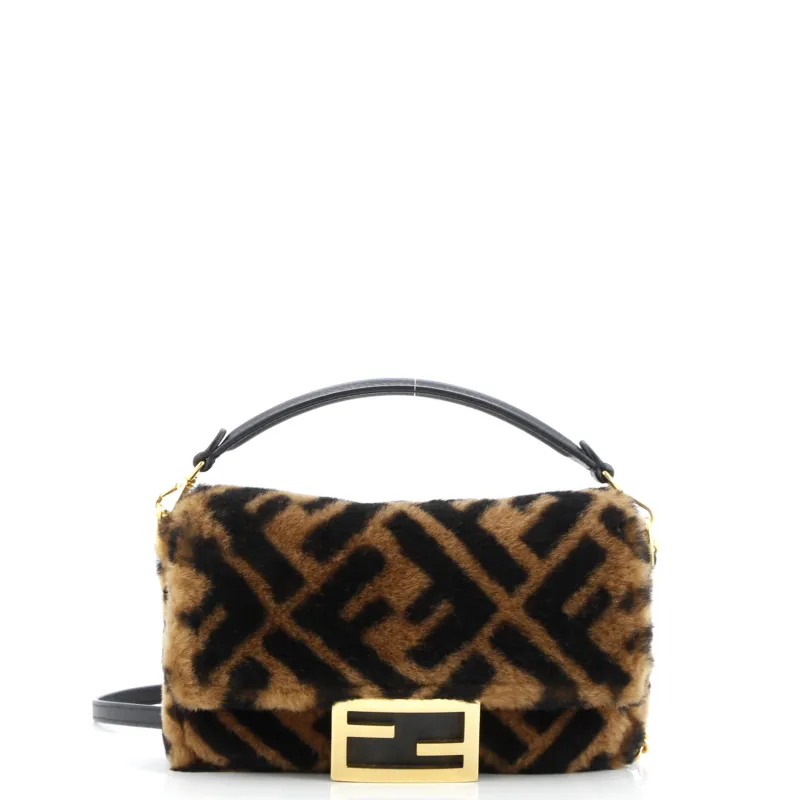 Pre-Loved Fendi Baguette NM Bag Zucca Shearling Mini sold by Zulily