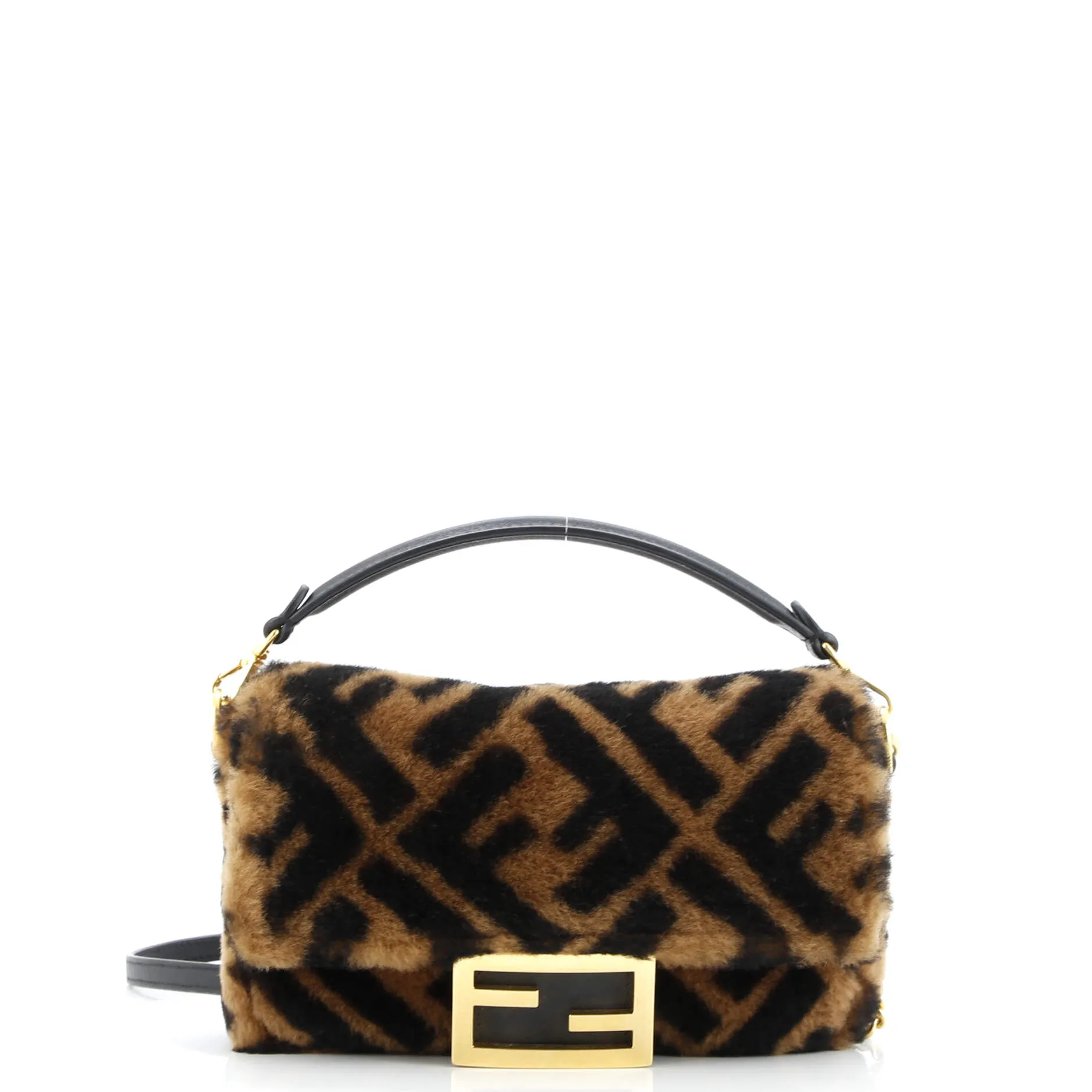 Pre-Loved Fendi Baguette NM Bag Zucca Shearling Mini sold by Zulily