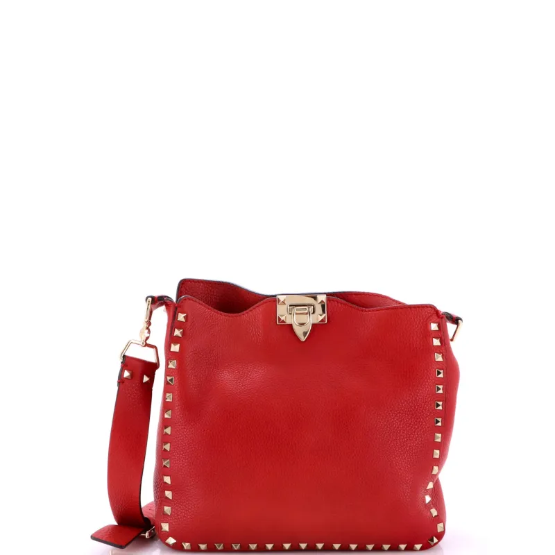 Pre-Loved Valentino Rockstud Flip Lock Messenger Bag Leather Small sold by Zulily