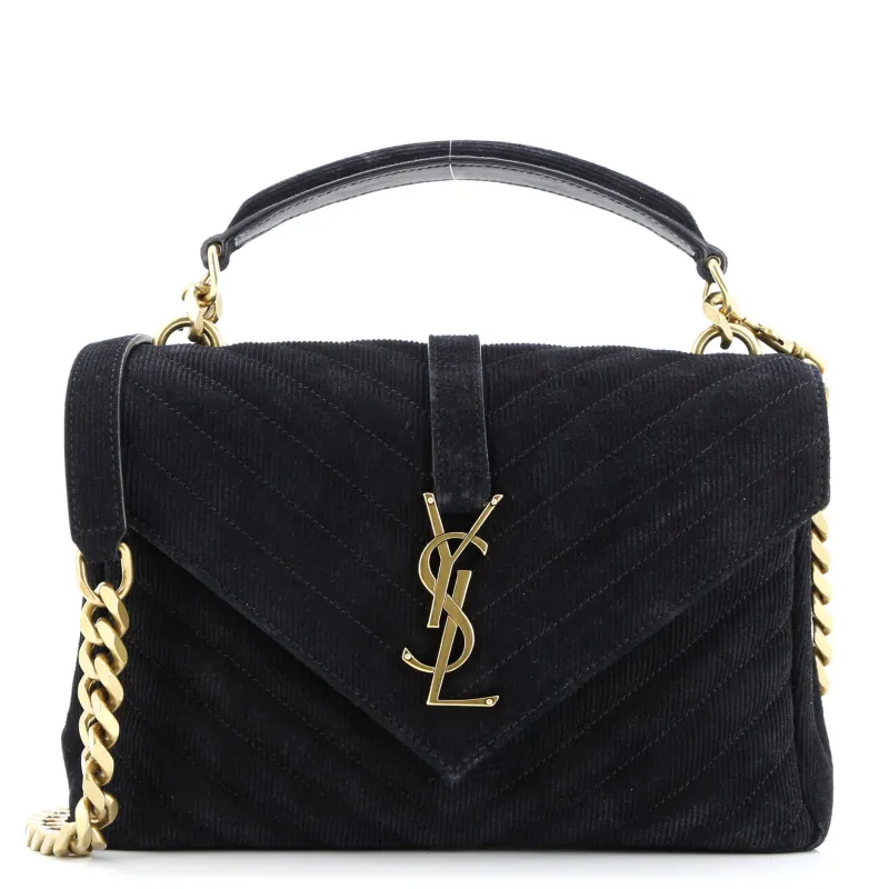 Pre-Loved Saint Laurent Classic Monogram College Bag Chevron Corduroy Medium sold by Zulily