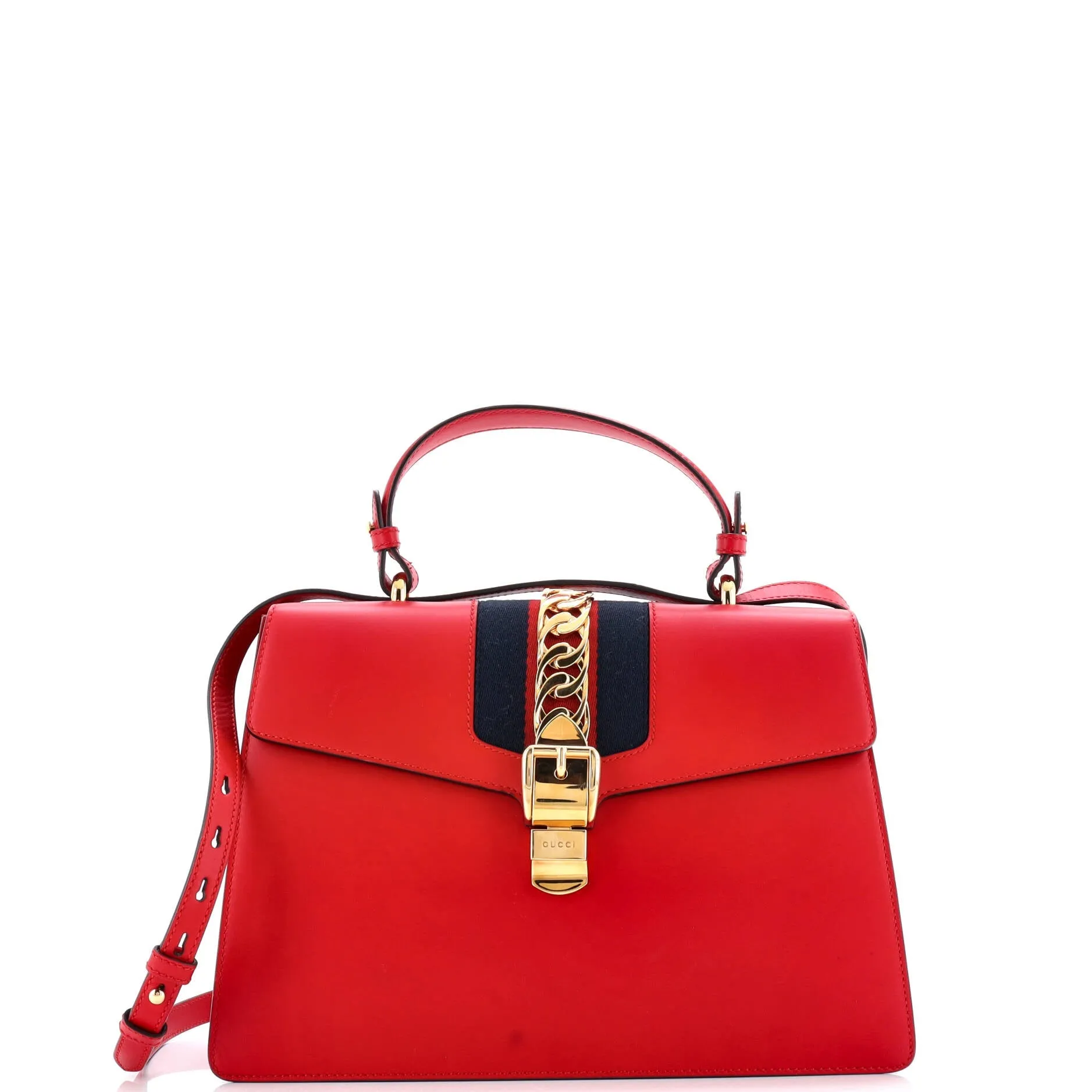 Pre-Loved Gucci Sylvie Top Handle Bag Leather Medium sold by Zulily