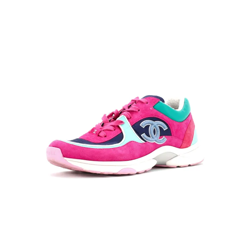 Pre-Loved Chanel Women's CC Low-Top Sneakers Suede and Fabric sold by Zulily