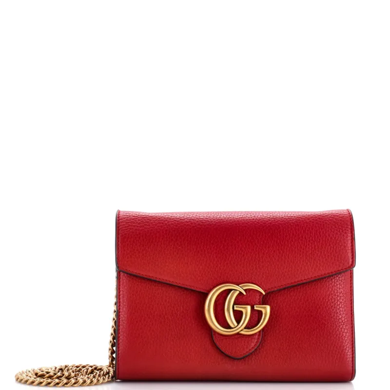Pre-Loved Gucci GG Marmont Chain Wallet Leather Mini sold by Zulily