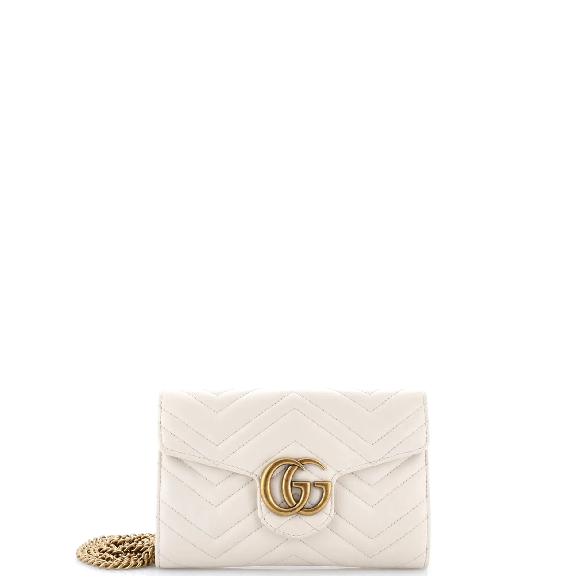 Pre-Loved Gucci GG Marmont Chain Wallet Matelasse Leather Mini sold by Zulily
