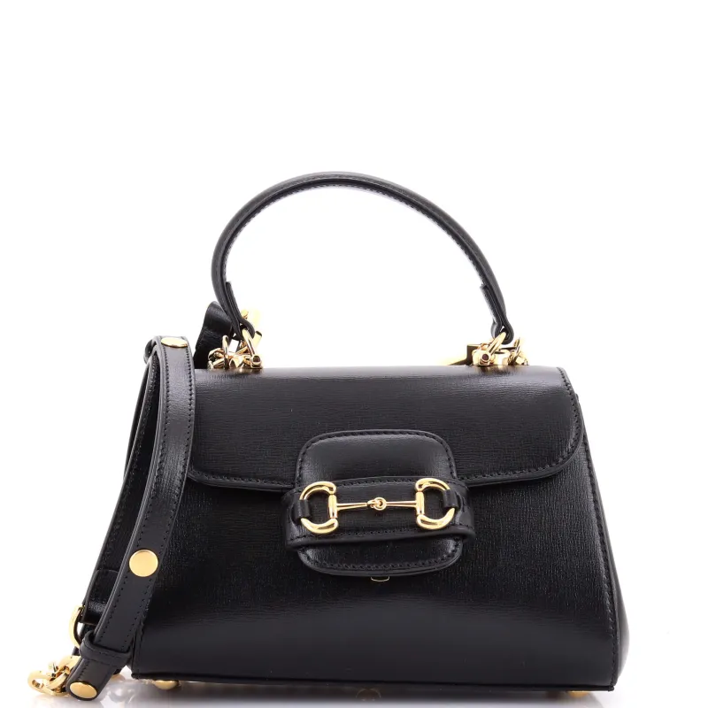 Pre-Loved Gucci Horsebit 1955 Top Handle Flap Bag Leather Mini sold by Zulily