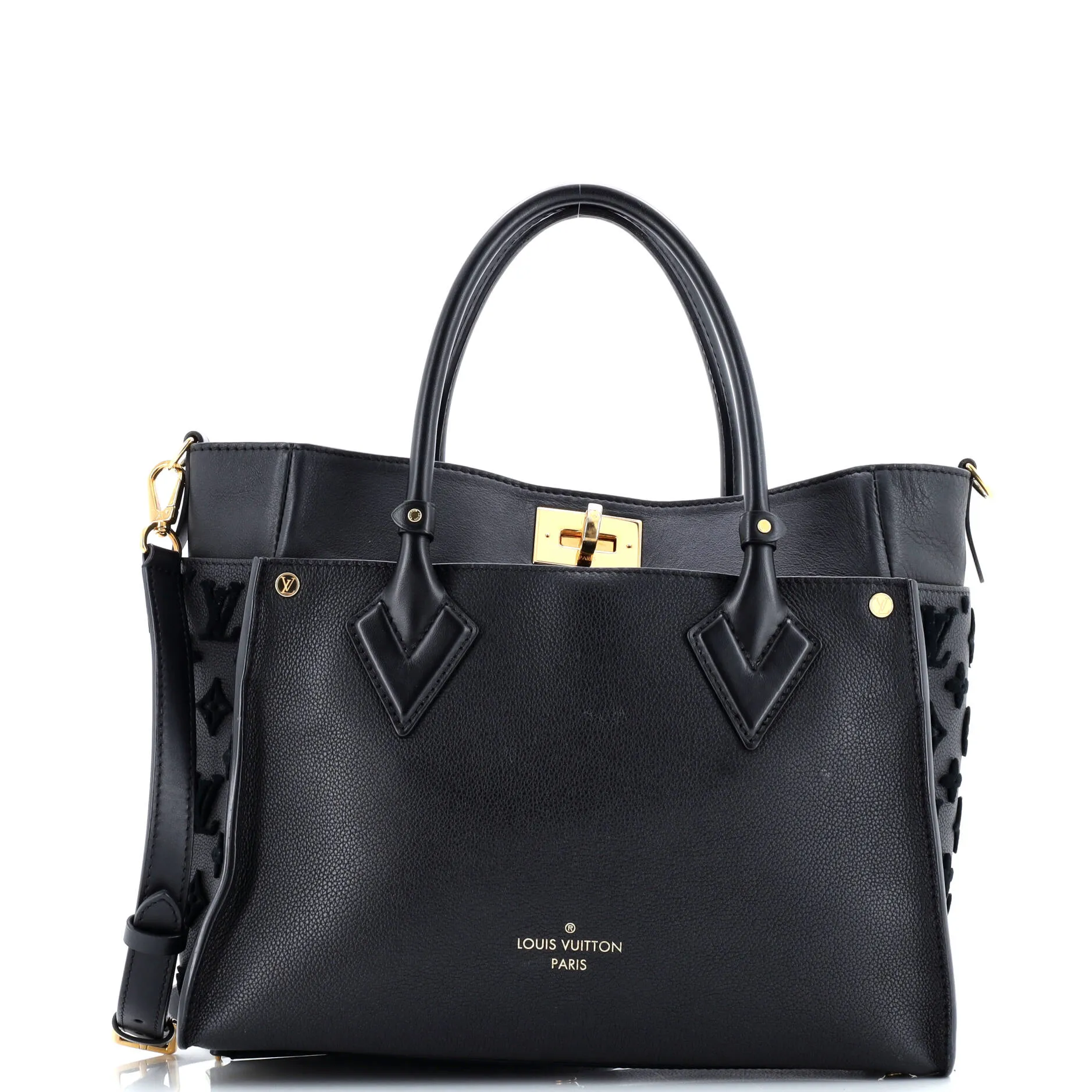 Pre-Loved Louis Vuitton On My Side Tote Monogram Tuffetage Leather MM sold by Zulily