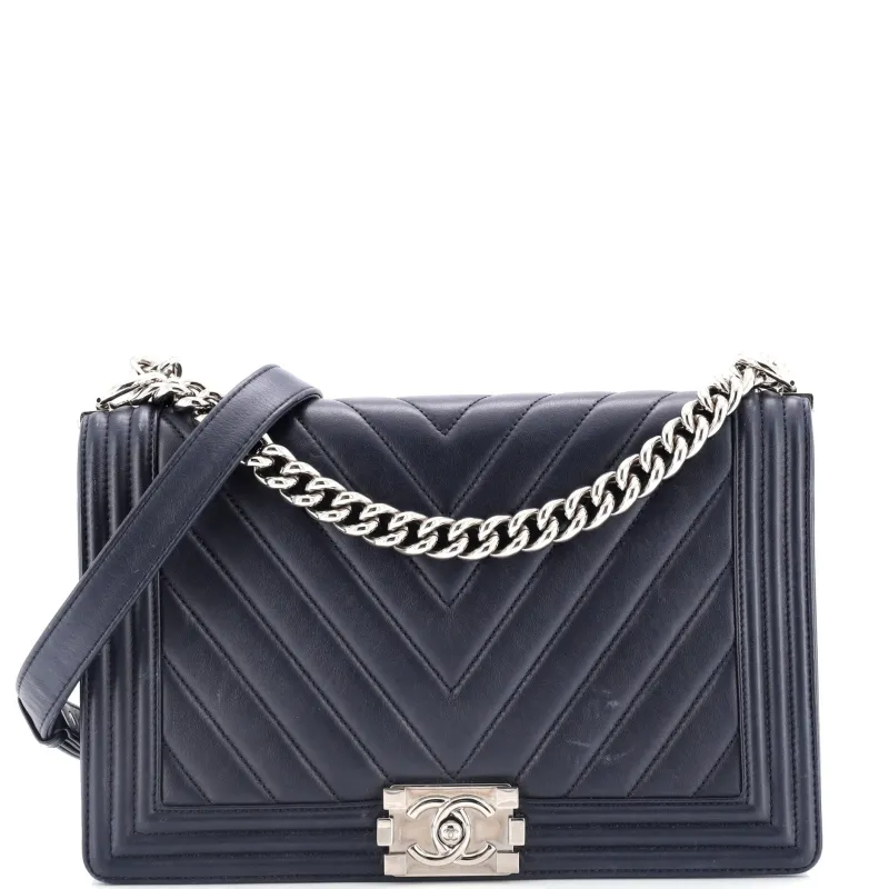 Pre-Loved Chanel Boy Flap Bag Chevron Calfskin New Medium sold by Zulily