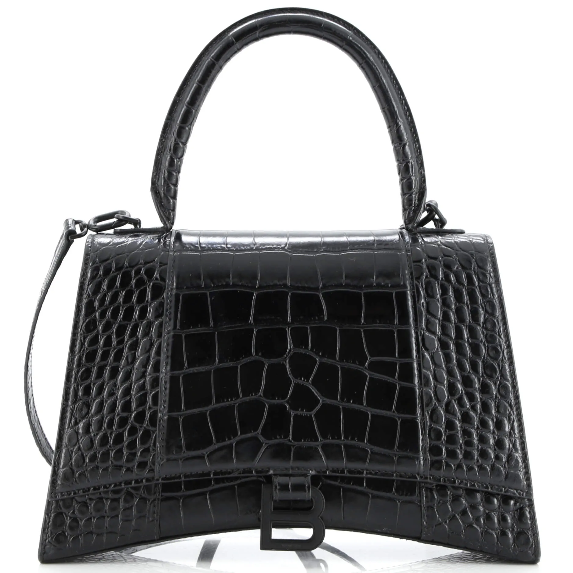 Pre-Loved Balenciaga Hourglass Top Handle Bag Crocodile Embossed Leather Medium sold by Zulily