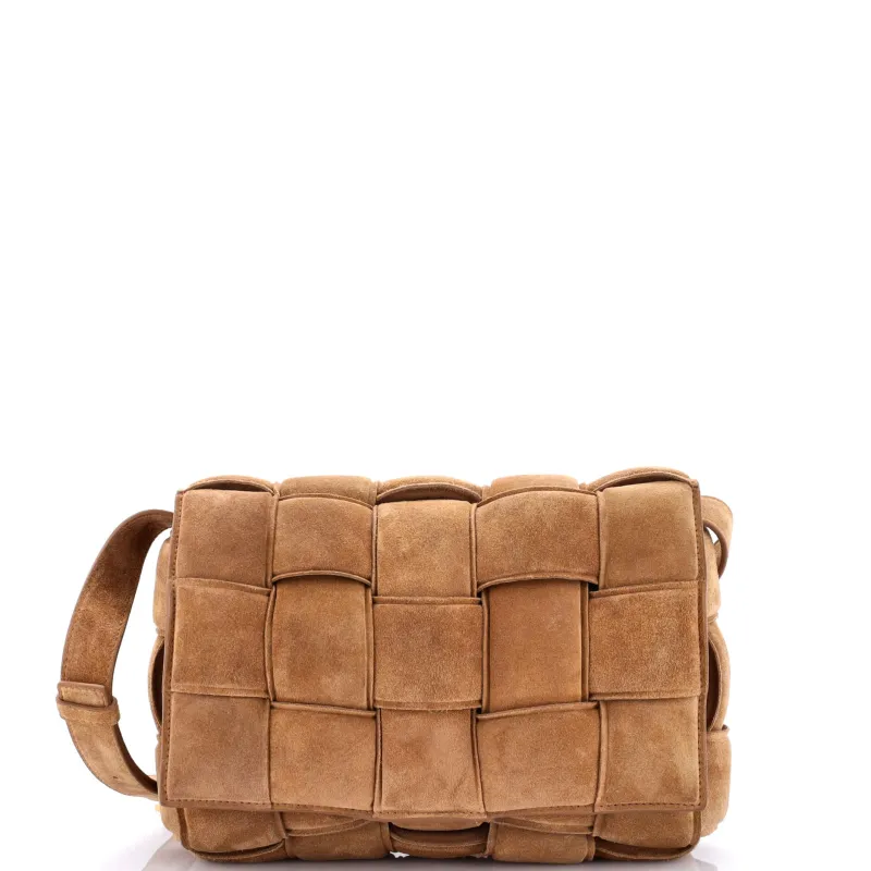 Pre-Loved Bottega Veneta Cassette Crossbody Bag Padded Maxi Intrecciato Suede sold by Zulily